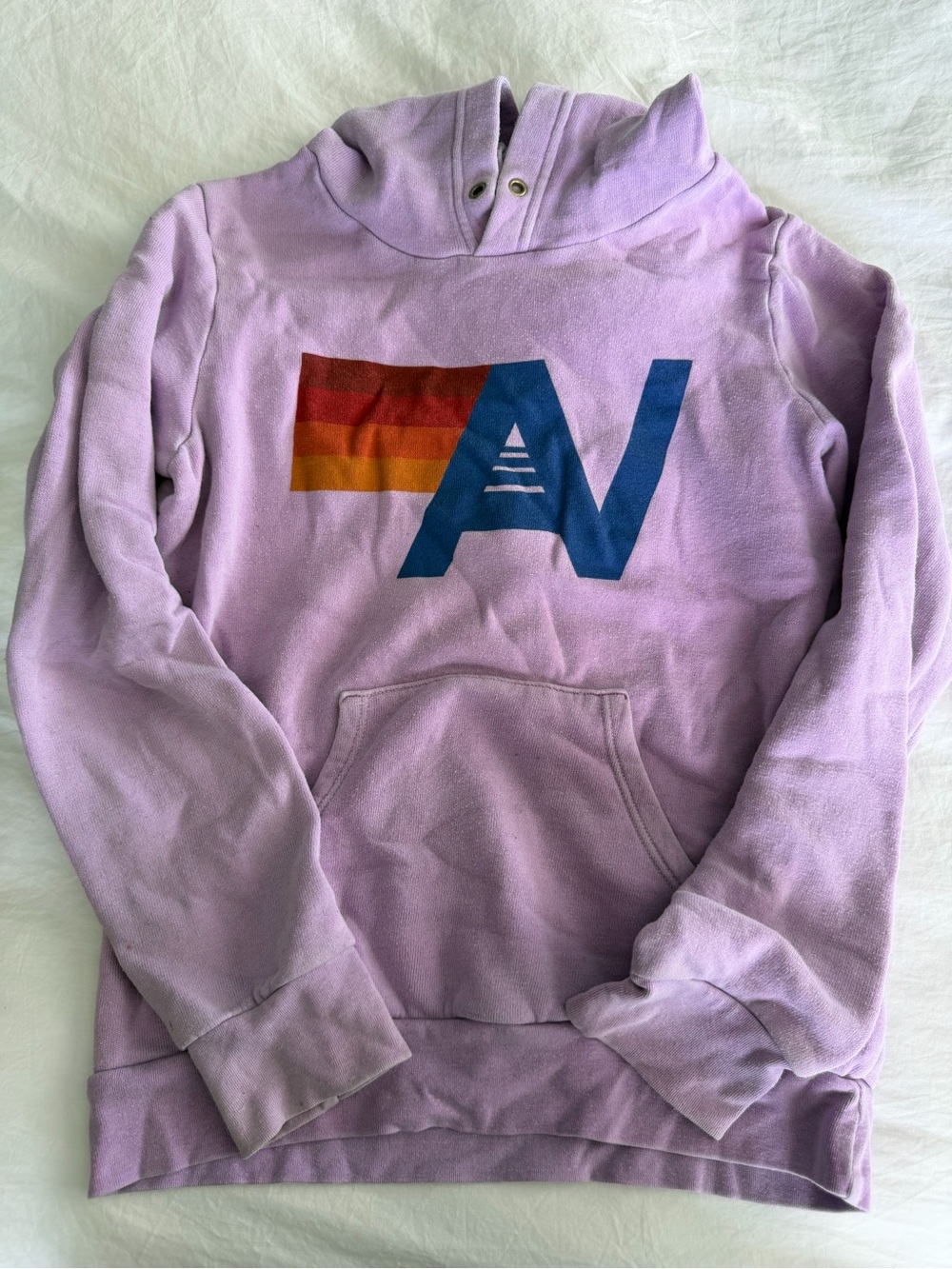 Aviator Nation Lavender Crewneck Hoodie with Retro Chest Stripe Logo